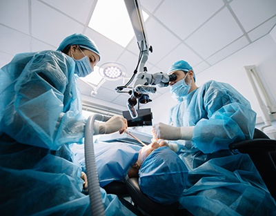 a patient undergoing oral surgery