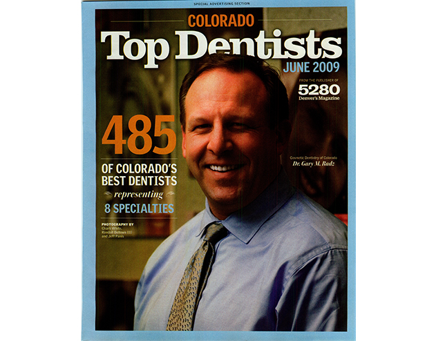 Doctor Radz on the cover of Colorado Top Dentists Magazine