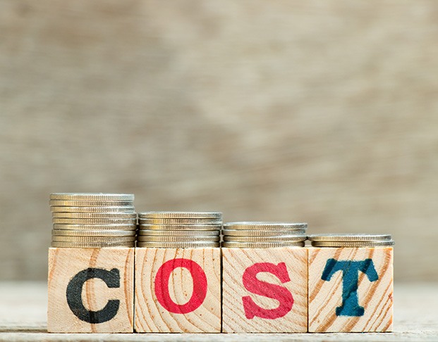 Cost written on wooden block