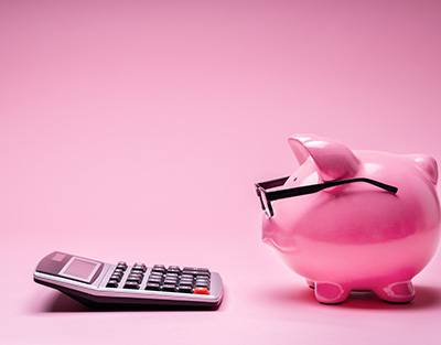 Piggy bank and calculator