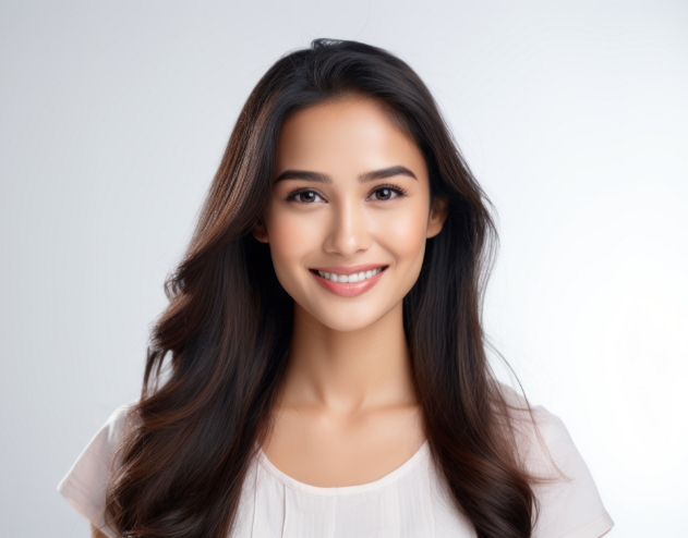 Brunette woman smiling after cosmetic dentistry in Castle Rock