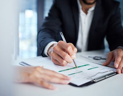 People go over paperwork