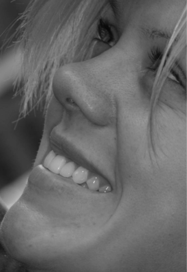 Close up of woman smiling and looking up