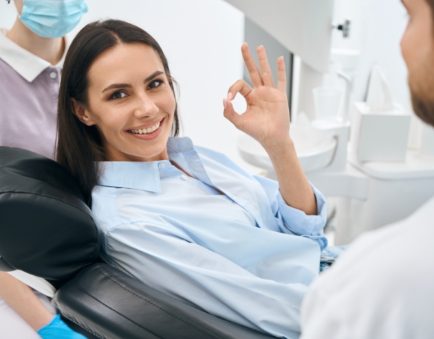 Smiling woman in dental chair