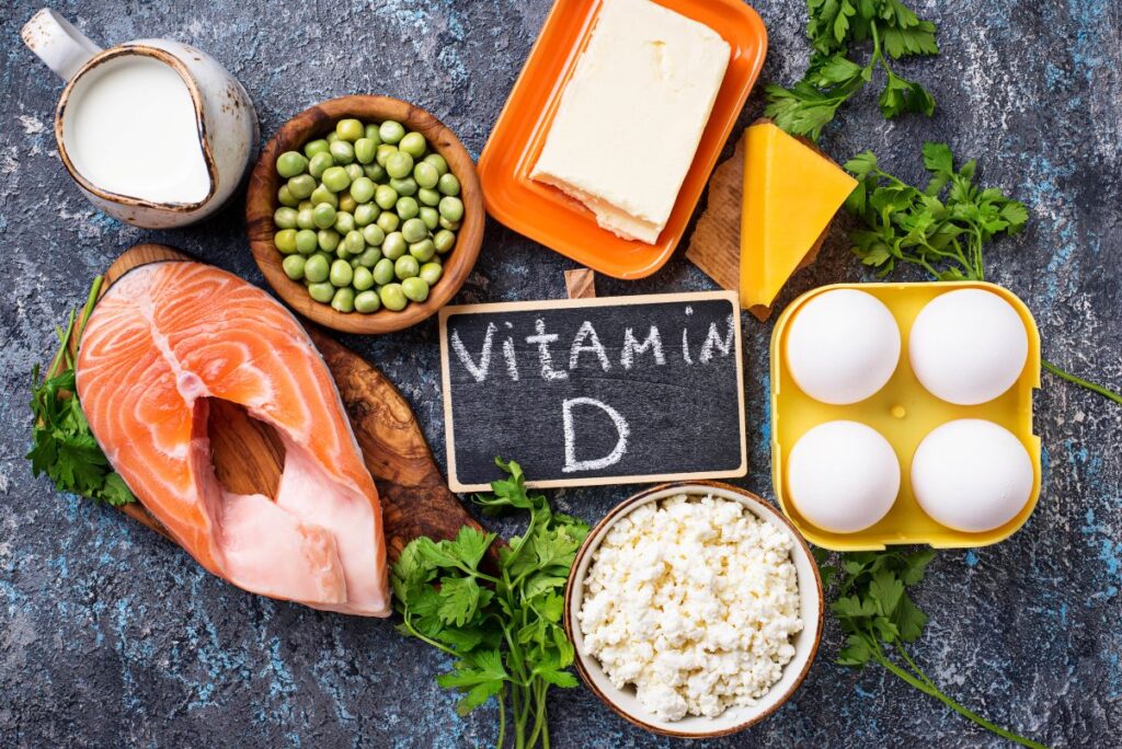 A variety of foods that contain vitamin D